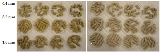 the different size of biomass pellets