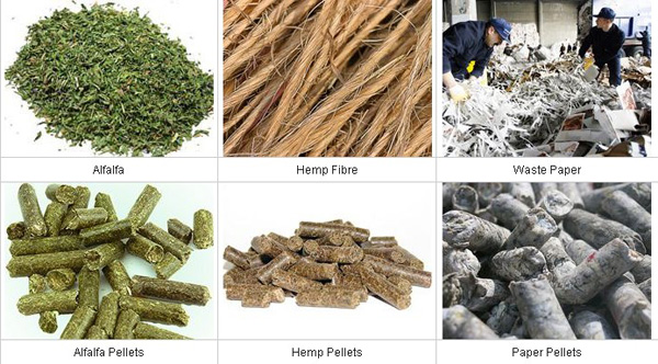 various materials and pellets